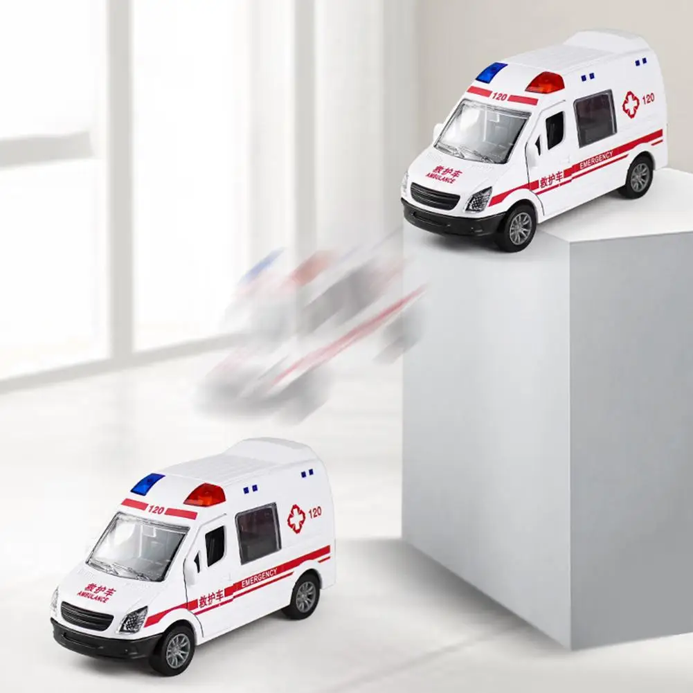 1:32 Hospital Simulation Ambulance Car ABS Early Education Toys Ambulance Can Open Door Models Vehicle For Children Boys Gifts 3