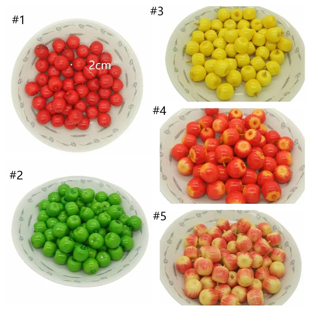 50pcs Mini Artificial Foam Fruit 2cm Fake Apples Food Model Fake Fruits Funny Fruit Model Home Garden Decor Photography Props