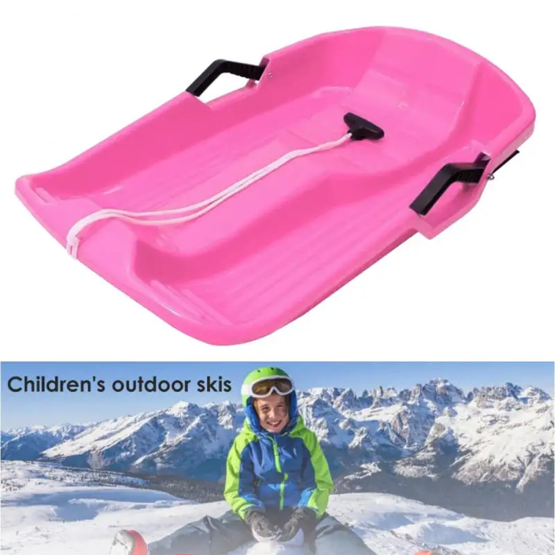 Downhill Sprinter Plastic Snow Sled Toboggan Snow Sled 2Handles Kid Grass Toboggan Sand Slider Luge for Winter Sport