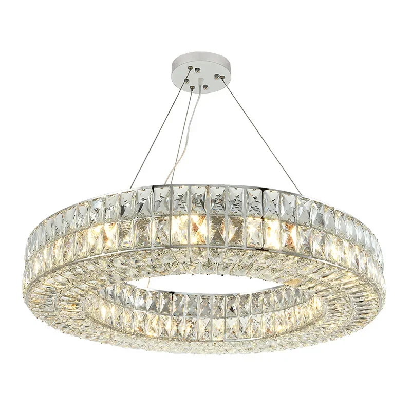 

New Crystal Chandeliers Luxury Living Room Lamp Modern Ring Bedroom Restaurant Lobby Pendant Light LED Lighting