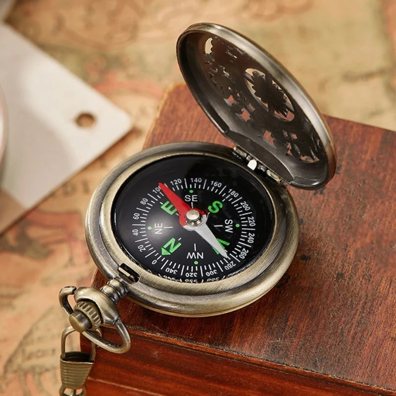 Vintage Bronze Flip Compass Pocket Watch Design Outdoor Hiking Navigation Kid Gift Retro Metal Portable Compass Survival Tools waterproof compass mini compass navigation compass portable compass survival compass
