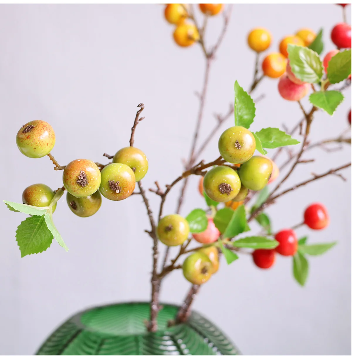 Small Apple Artificial flowers Artificial Fruit long branch for home living room decor tabel Christmas decoration artificial flowers artificial fruits and vegetables