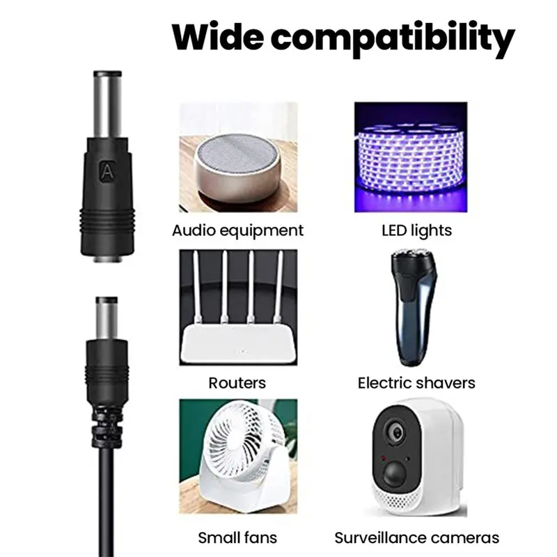 Enhanced USB to 5V DC Power Charging Cable with 5.5x2.5mm Jack Connector
