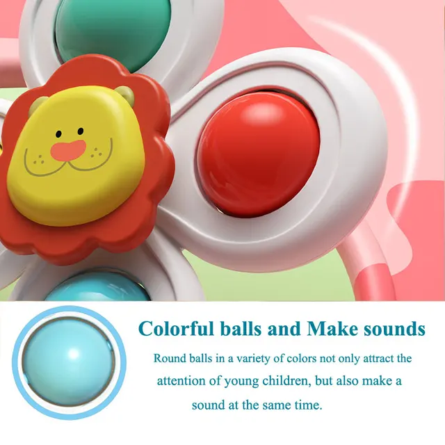 3PC Set Suction Cup Spinning Cartoon Animal Spinner Toys For Kids Window High Chair Tray Bath Table Travel for Children Gift 3