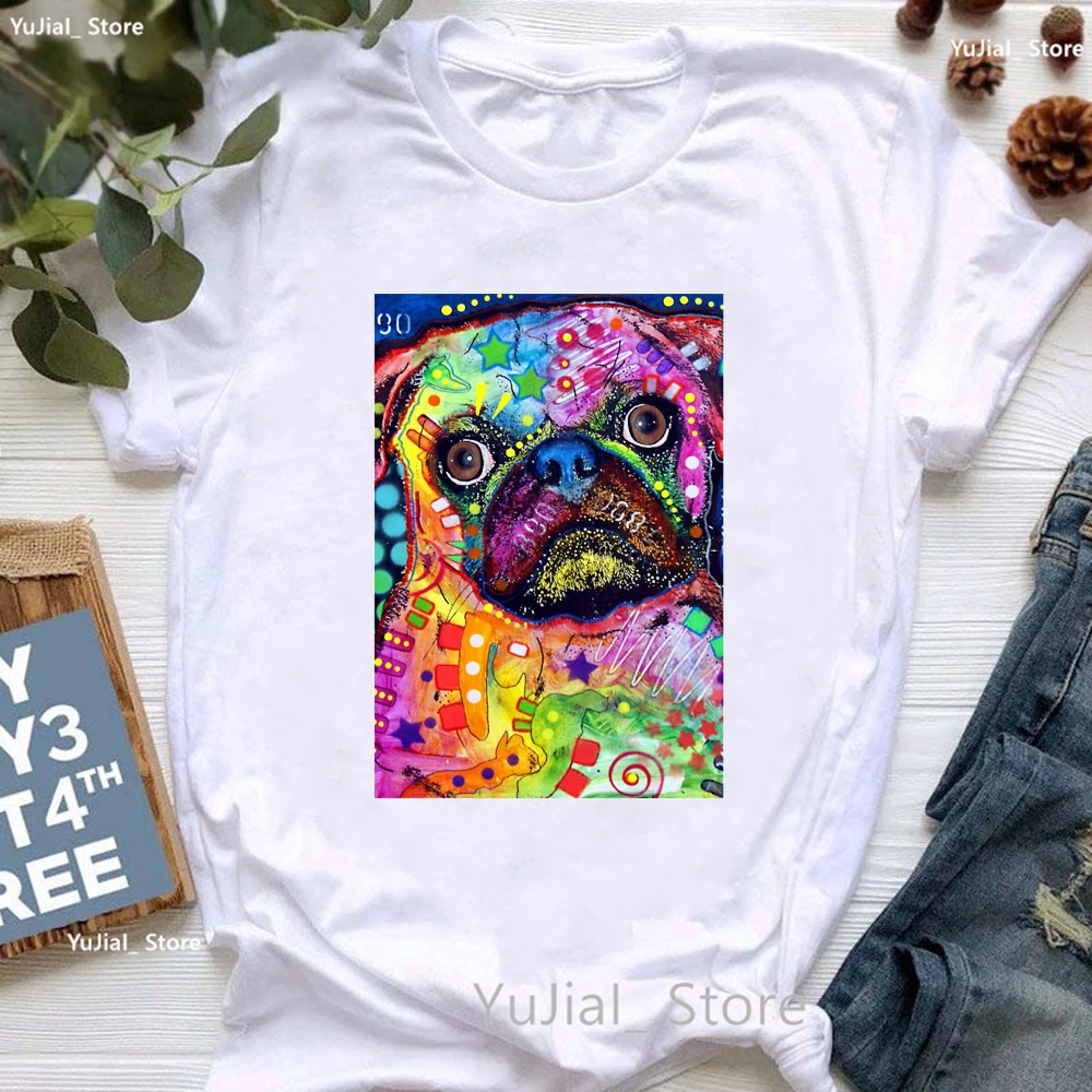 

Colorful Dog Lover Animal Print T Shirt Girls Yorkshire/Terrier/Chihuahua/My Dachshund/Pug Tshirt Women Harajuku Shirt
