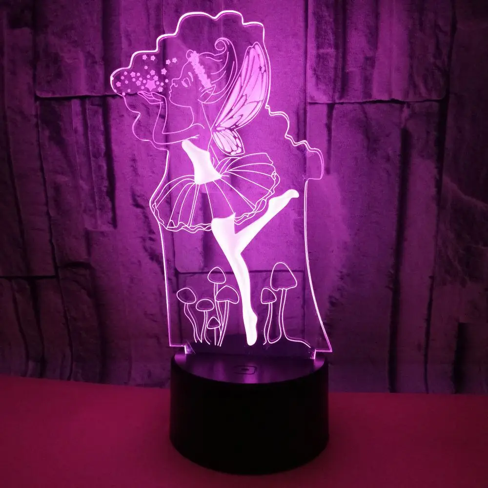 

Angel Ballet 3D Night Light 7 Color Changing LED Illusion Bedside Table Lamp Birthday Party Gift for Girls Bedroom Decoration