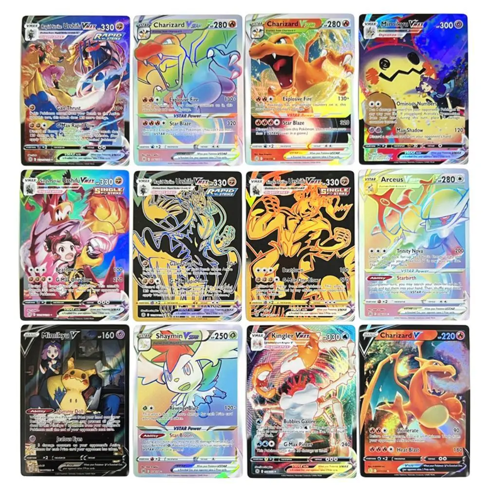 Pokemon Ptcg Self Made Versione Inglese Vmax Ex Gx Color Flash Pikachu Gioco Anime Collection Carte Giocattoli Regali Fai Da Te