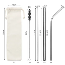 Set of 4 Eco - Friendly Reusable Metal Drinking Straws (Silver)