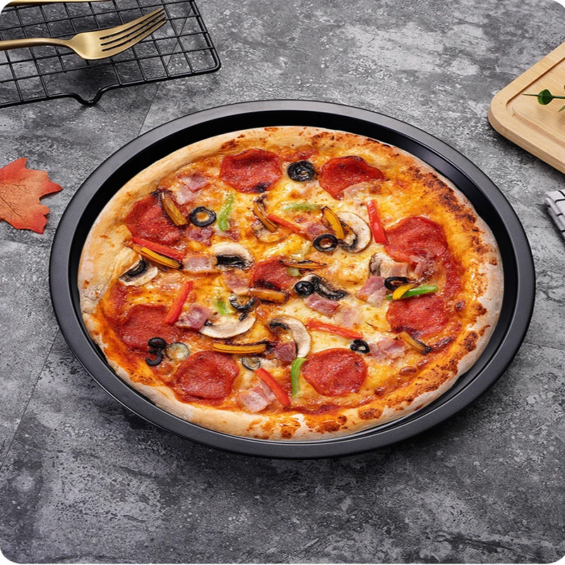 6 8 9 10 inch Pizza Plate Circular Carbon Steel Non-stick Baking Tray Household Cake Mold