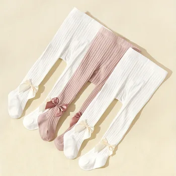 Baby Girls Bowknot Cotton Tights 1