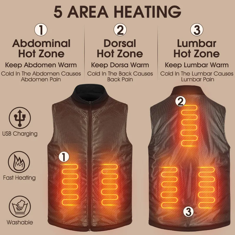 WEST BIKING Heated Vest Jackets Men Women Sports Thermal Cycling Vest Body Warmer Coat USB Electric Heated Clothing Warm Winter