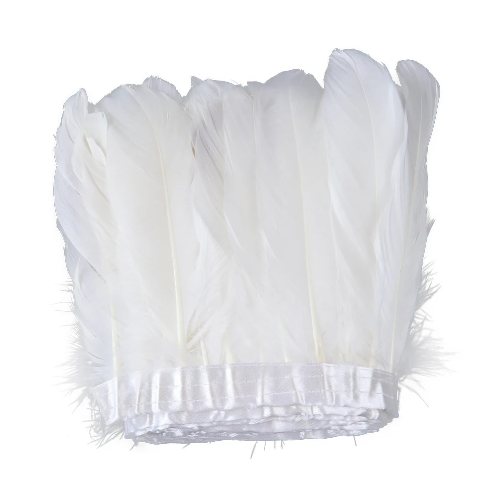 Goose Feathers and Ostrich Feather Fringe Trim 5-7 in Width Pack of 2  Yards (Black