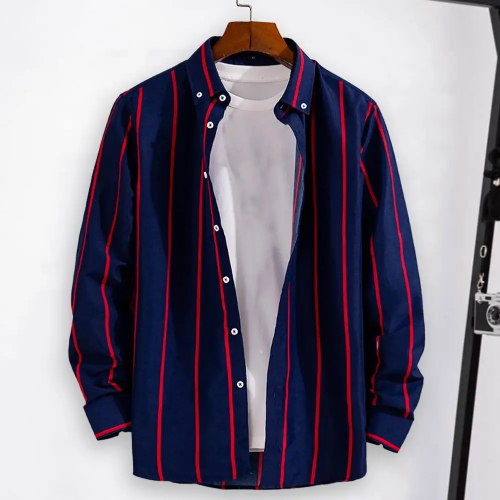 

Business Chic Thin Formal Autumn Shirt Soft Men Spring Shirt Contrast Color for Daily Life