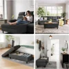 46 Inches Wide Linen Coffee Table Long Shoes Bench Footstool, Storage Chest, Foot Rest Stool, Storage Ottoman Bench 6