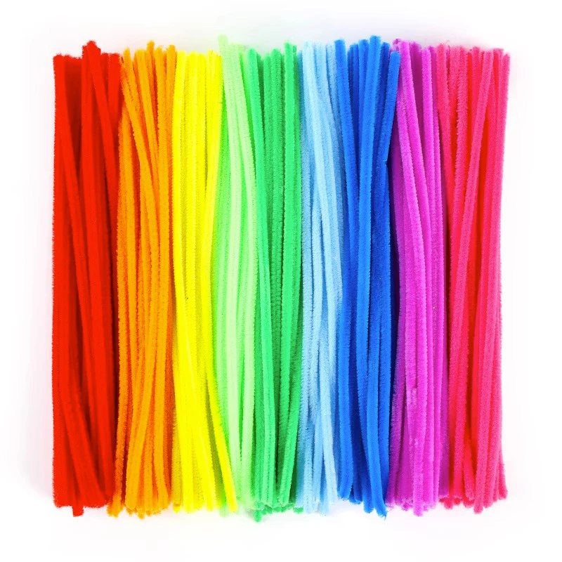 100PCS Colorful Chenille Stem Twisted Rod Wool Root Fluffy Bar Iron Wire DIY Handcraft Twisting Decorations Pipe Cleaners Plush chenille stems