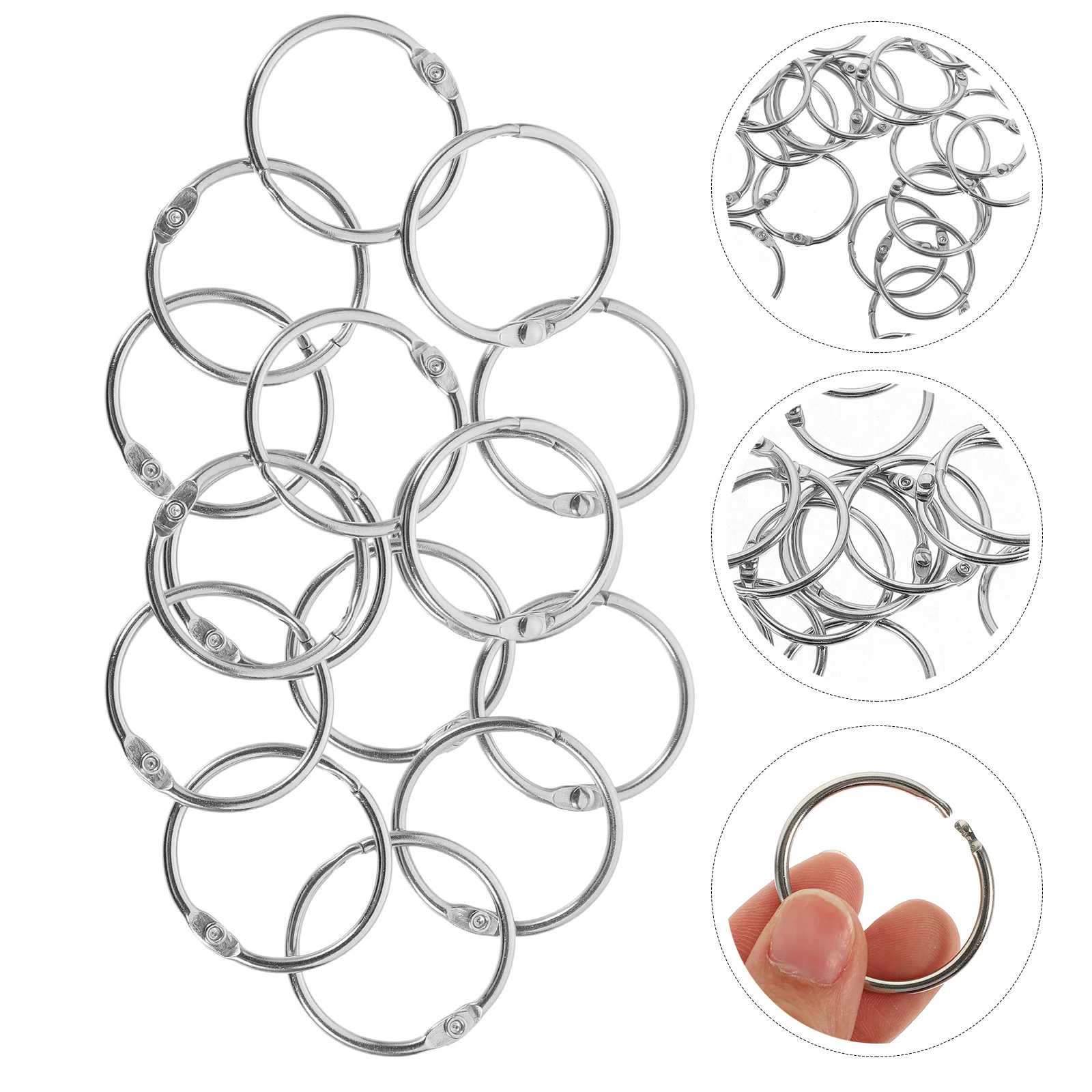 50 Pcs Loose-leaf Buckle Squeeze to Close Rings Notebook Binder Binding Extra Strong Hold Metal Clasps Memo Filing