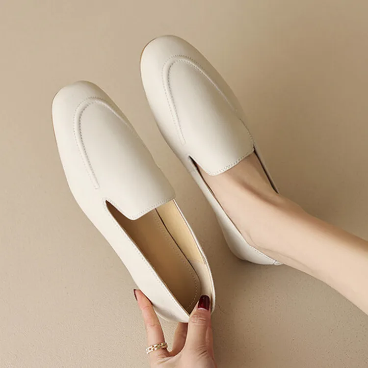 

Beige Real Leather Women Shallow Flats Round Toe Casual Outside Footwear Lady Leisure Espadrilles Vintage Brown Zapatillas Femme