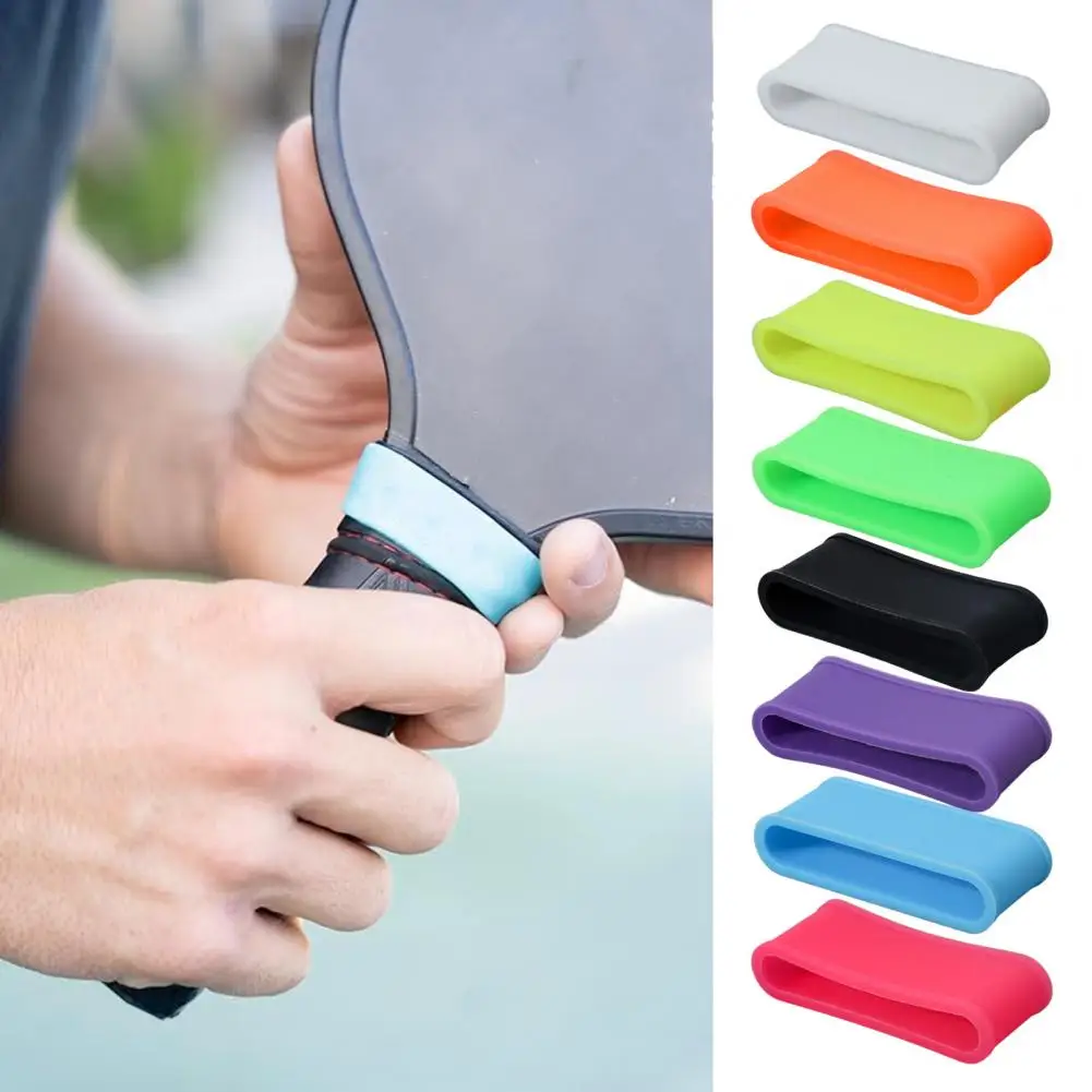 Table Tennis Racket Grip 2Pcs Pickleball Paddle Grip Band Elastic Badminton Table Tennis Racket Overgrip Handle Silicone Anti-slip Ring for Pickleball