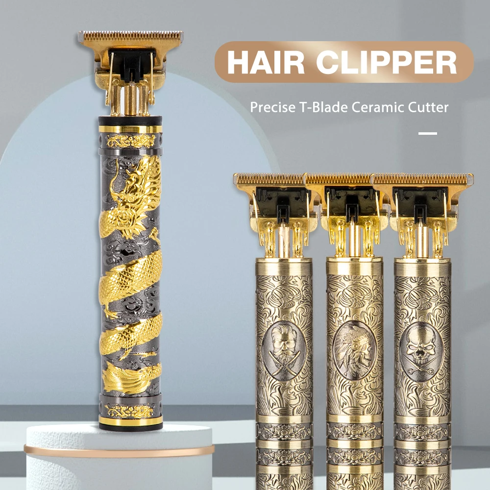 T9 Vintage Hair Lighter Clipper For Men Barber Hairdresser Cutting Machine 0mm Cordless Rechargeable Beard Shaver Trimmer | Бытовая