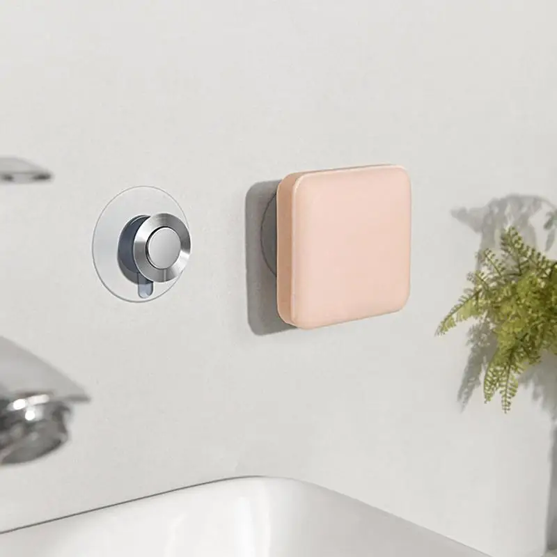 Zeephouder, magnetisch, 2 stuks, zonder boren, zeephouder, zuignap, roestvrij staal, zeephouder voor douche, wastafel, badkamer en keuken