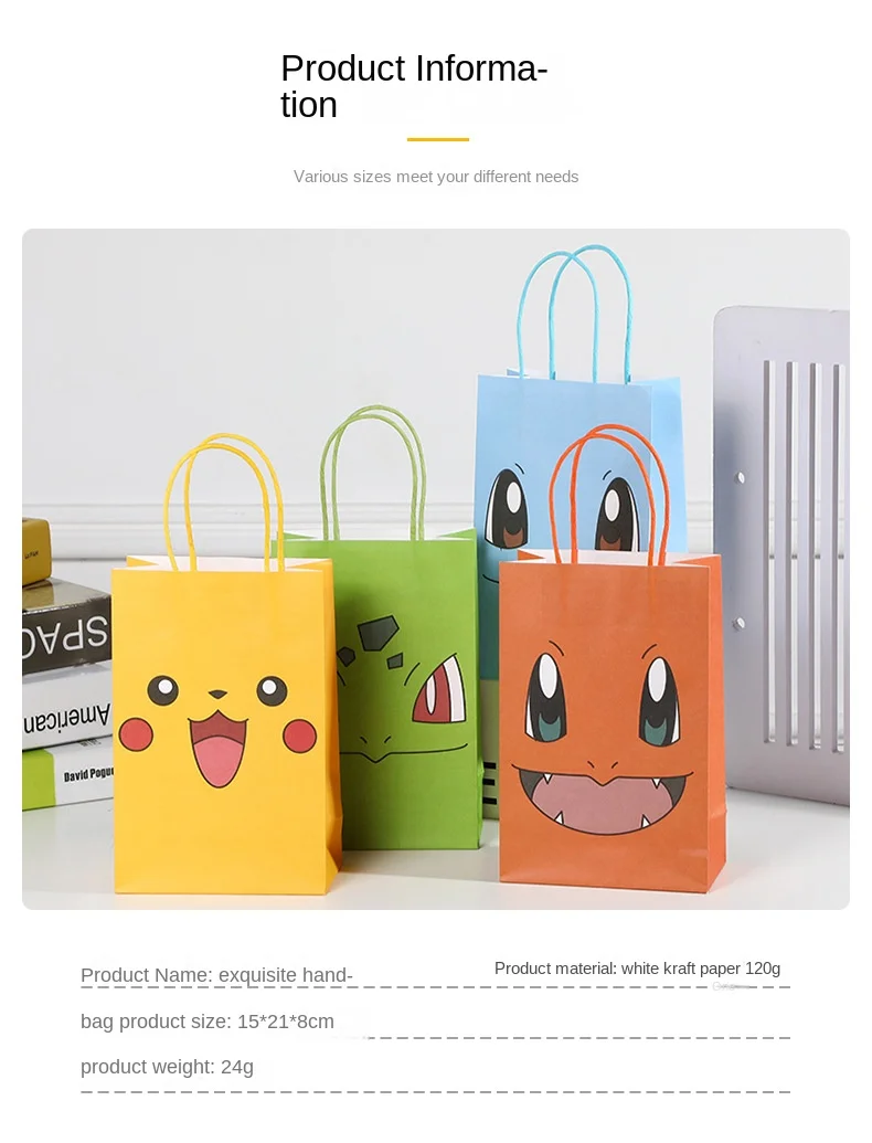 Sac d'emballage Pokémon pour enfants, sac cadeau à thème d'anniversaire,  cadeau de fête Pikachu, collation de bonbons, Salamèche, SLaura, jouet  cadeau - AliExpress