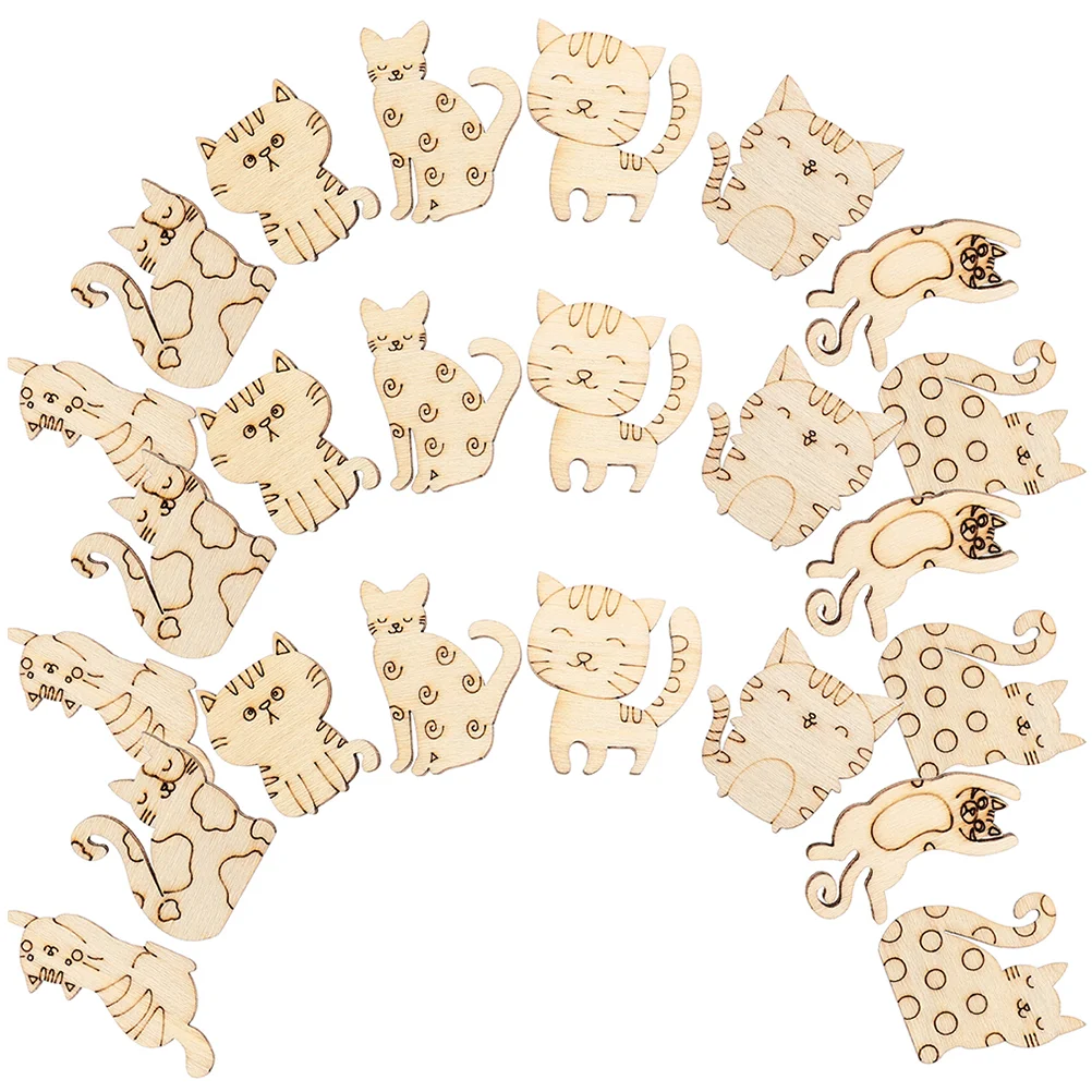 

Wooden Cat Cutouts Wood Discs Slices Blank Cat Animal Shaped Disc Home Diy Handicraft Birthday Party Small Cat Party Decorations