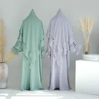 Fashion 2 pieces set Muslim Robe abaya syari Oversized Loose Soft Dress 5