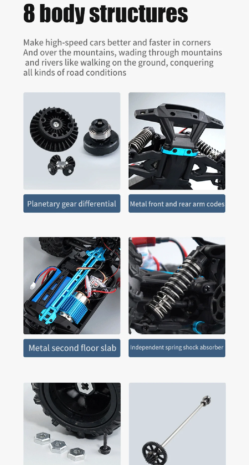 16103 Fast Rc Cars 38km/h 1/16 Off Road 4WD with LED Headlights