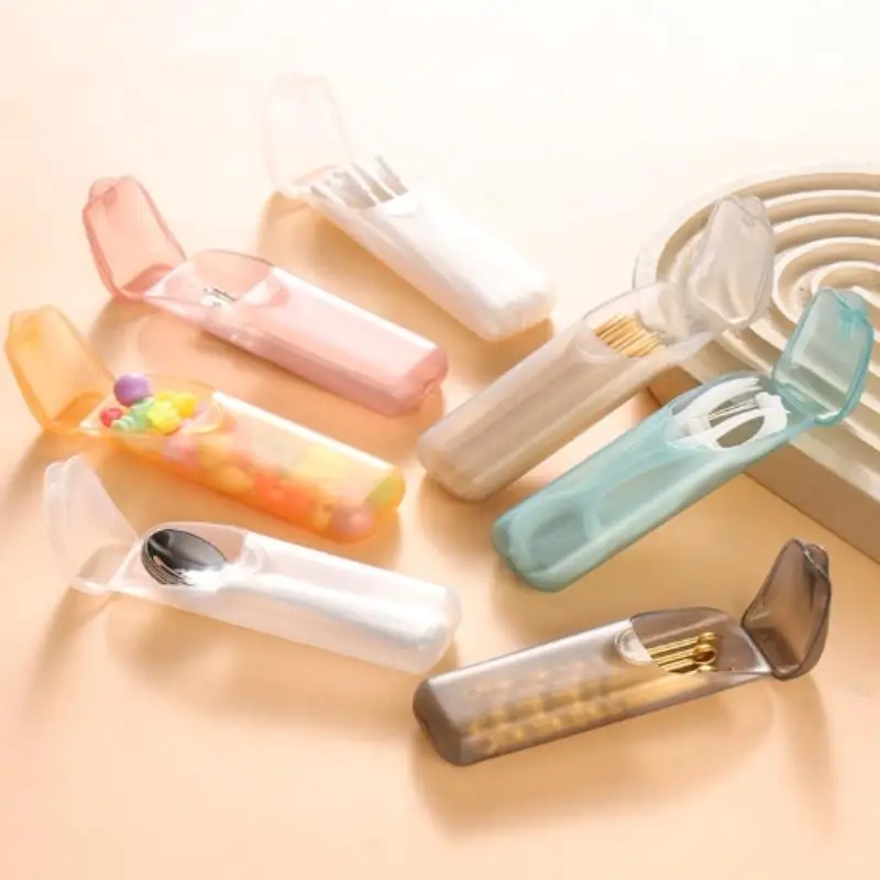 1pc Mini Storage Box Travel Portable Transparent Toothpick Cotton Swab Box For Outdoor Travel Kitchen Restaurant Supplies