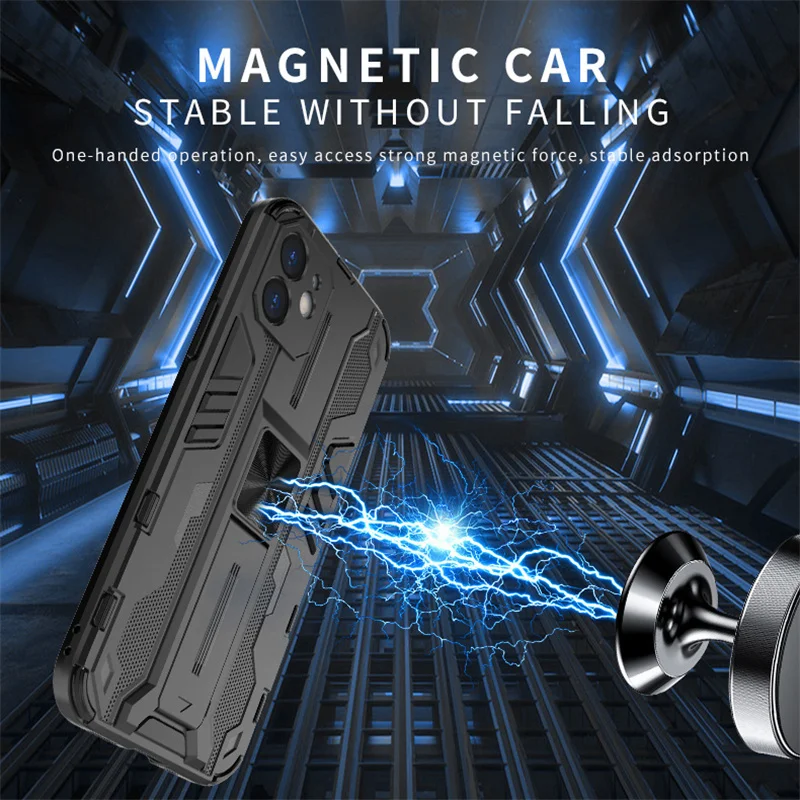Shockproof Camera Lens Armor Phone Case with Magnetic Holder - Enhanced Protection