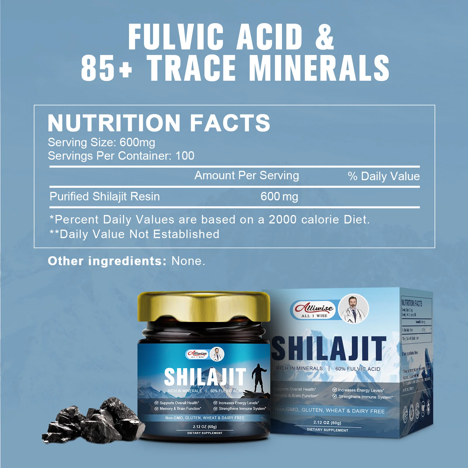 Alliwise ORGANIC 600Mg Minerals For Male Hormone Balance