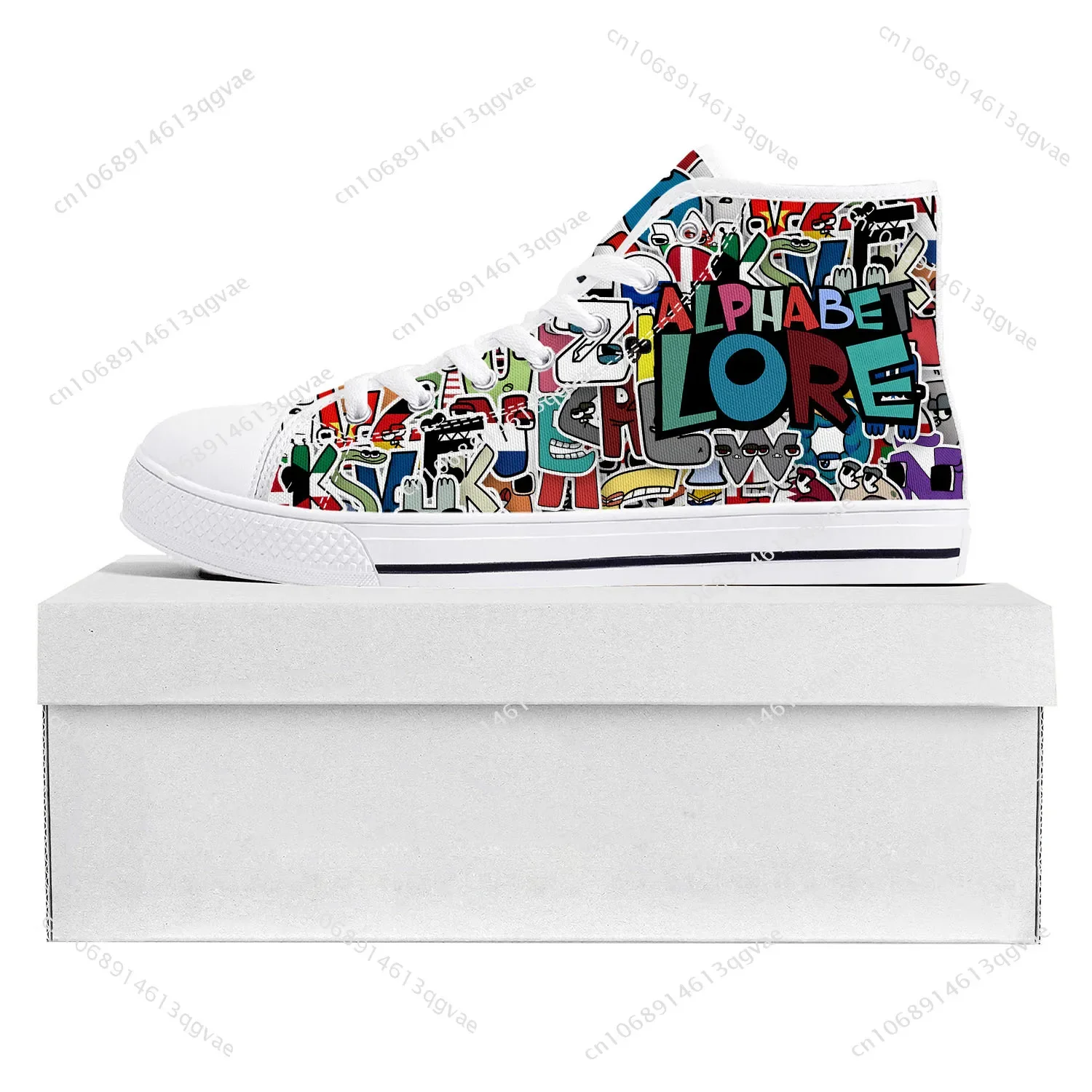 Alphabet Lore High Top High Quality Sneakers Mens Womens Teenager Canvas Sneaker Casual Couple Shoes Custom Made Shoe White