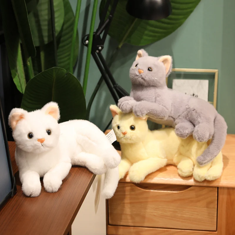 1 pc Lifelike Plush Cat Stuffed Animals Simulation British Shorthair Cat Fluffy Kids Toys Birthday Christmas Gift for Children royal canin british shorthair kitten сухой корм для котят породы британской короткошерстной 400 гр