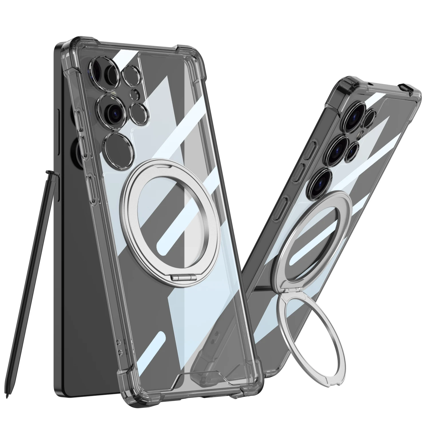 Enhanced Magnetic Clear Acrylic Stand Case with Airbag Anti-Knock Cover