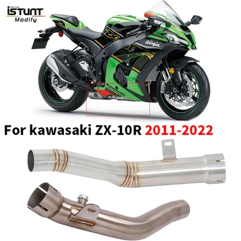 Slip On For Kawasaki Zx-10R Zx10R Zx 10R 2011 - 2022 Motorcycle Exhaust Escape Moto Middle Link Pipe Connect Original Muffler