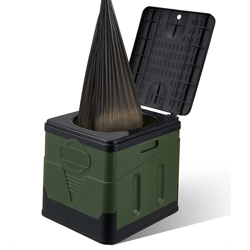 Portable Folding Toilet for Camping Outdoor Potty for Adults Cover Design Seat Toilet Car Picnic Car Organizer and Storage