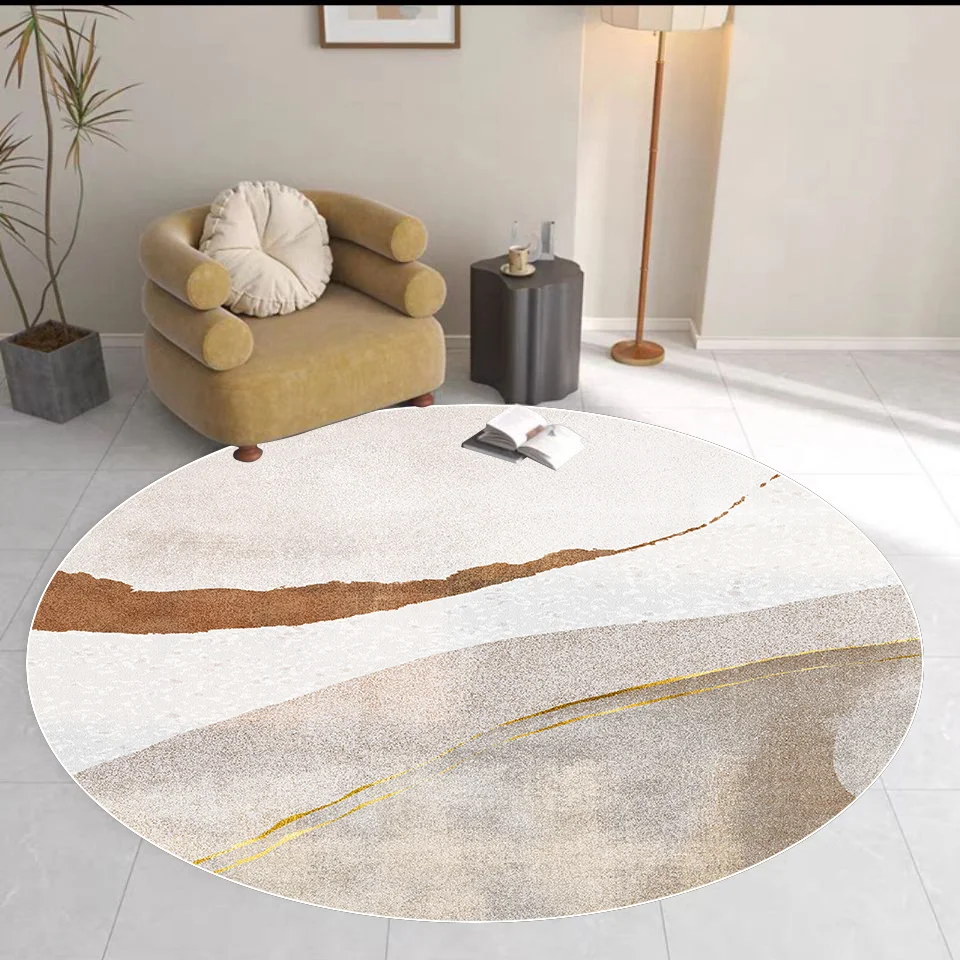 Modern Abstract Decoration Round Carpet Living Room Sofa Area Rugs Home Light Luxury Floor Mat Room Decor Soft Carpet Washable 2
