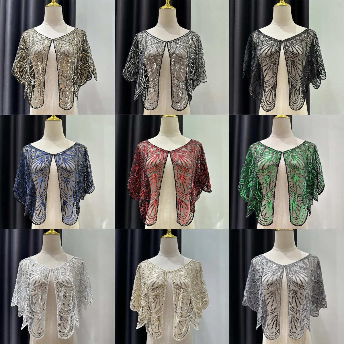Produktbild von Damen Perlenschal Im 1920er-Stil – Eleganter Abend-Umhang Für Partys & Hochzeiten