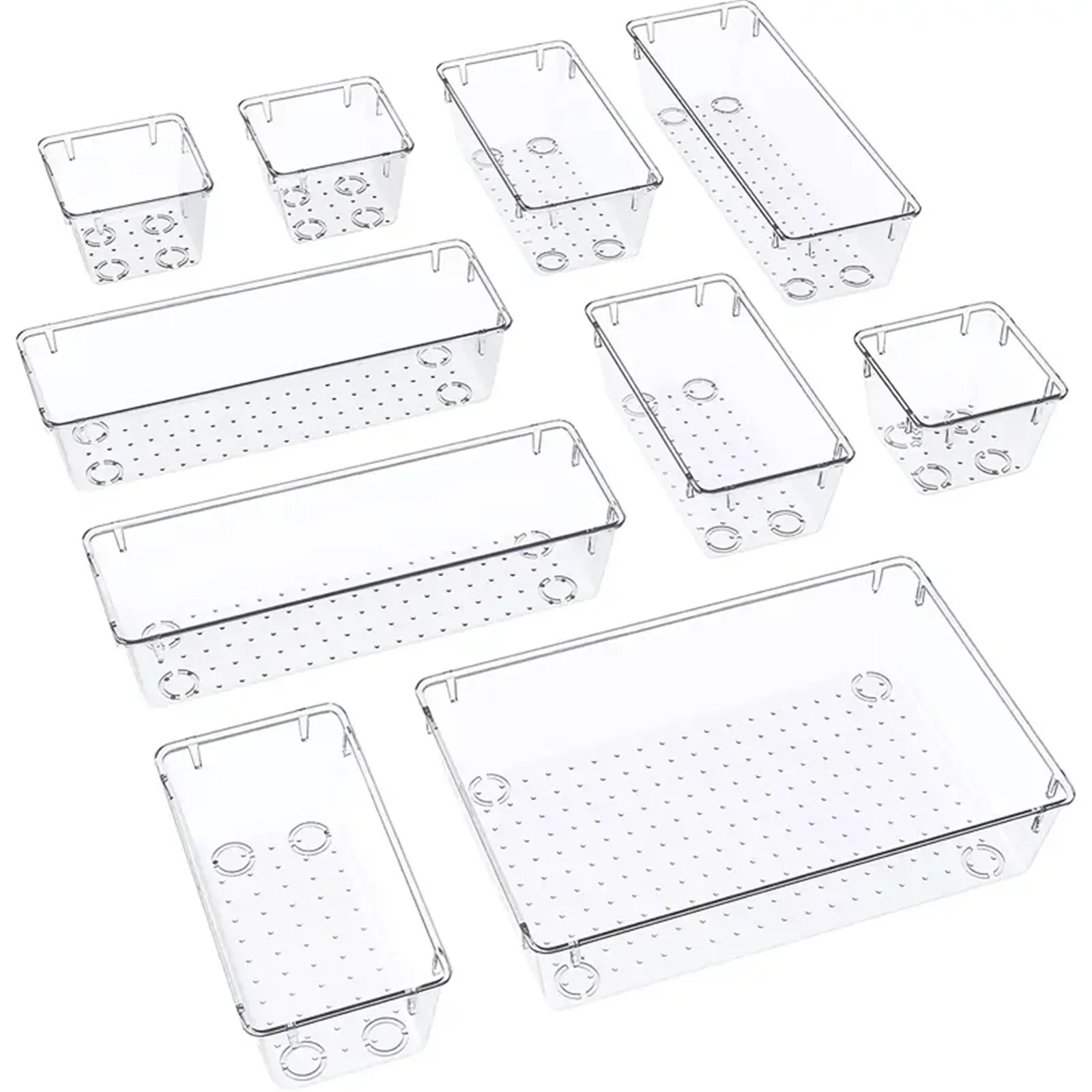 

Sizes Included Clear Supplies 10-piece Plastic Drawer Kitchen Office - Set,makeup, 4 Organizers Gadgets,