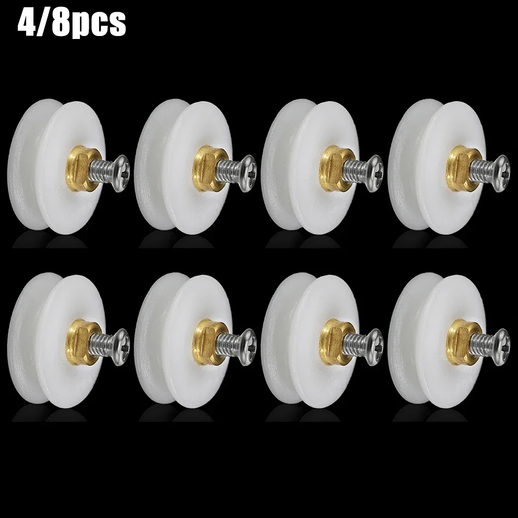 Spares Rollers Wheels 4/8pcs Accessories Bathroom Grooved Guides Home Replacement Shower Door Rollers 22mm Dia