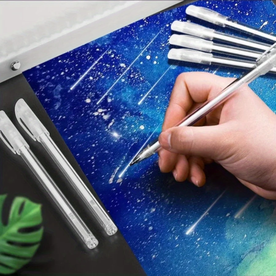 White gel pens,0.5mm fine tip gel ink pens for black paper drawing, sketching, illustration,adult coloring,journaling,set of 10 5