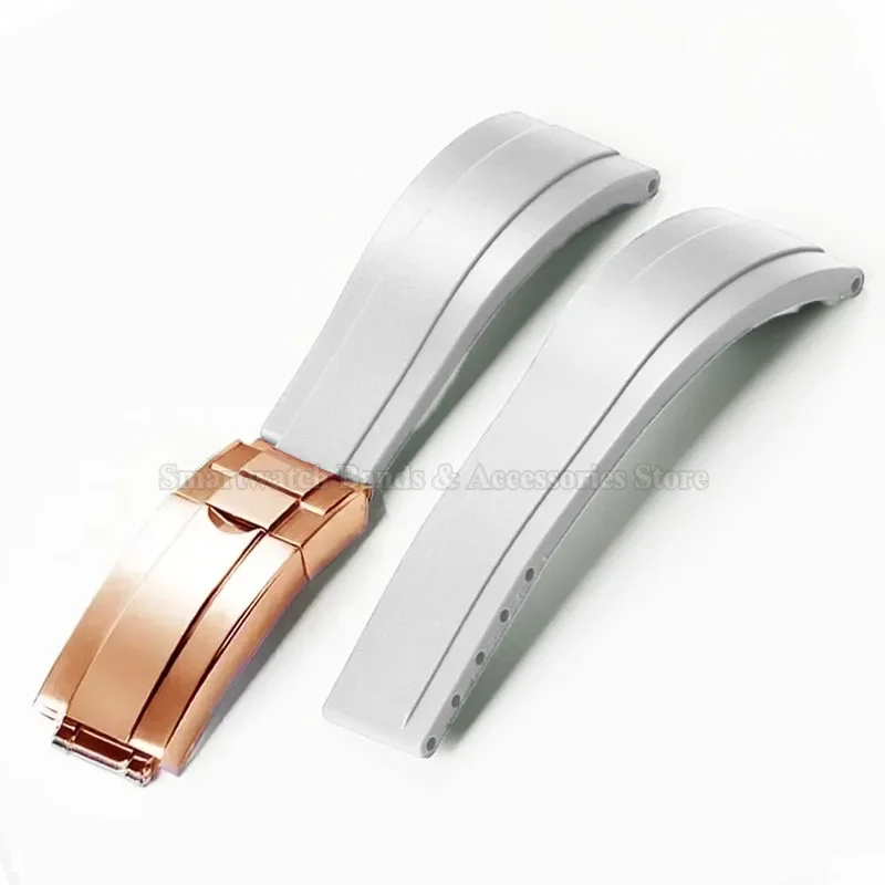 Enhanced Waterproof Silicone Sport Watch Strap with Metal Fold Buckle - 20mm Rubber Wrist Band