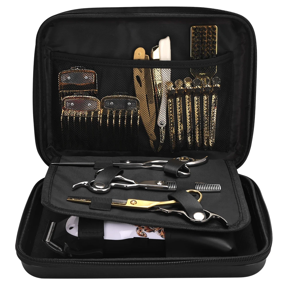 Professional Barber Shockproof and Waterproof Hair Scissors Case - Crush Resistant Tool Storage Box, Black and Red
