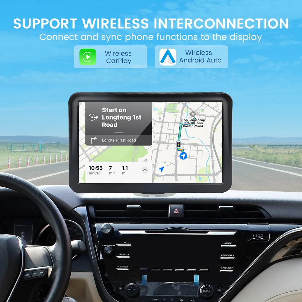 Monitor touchscreen universale da 9 pollici per auto con supporto Wireless Carplay Android Auto, telecamera di retromarcia HD, lettore multimediale e Smart Host - immagine 3
