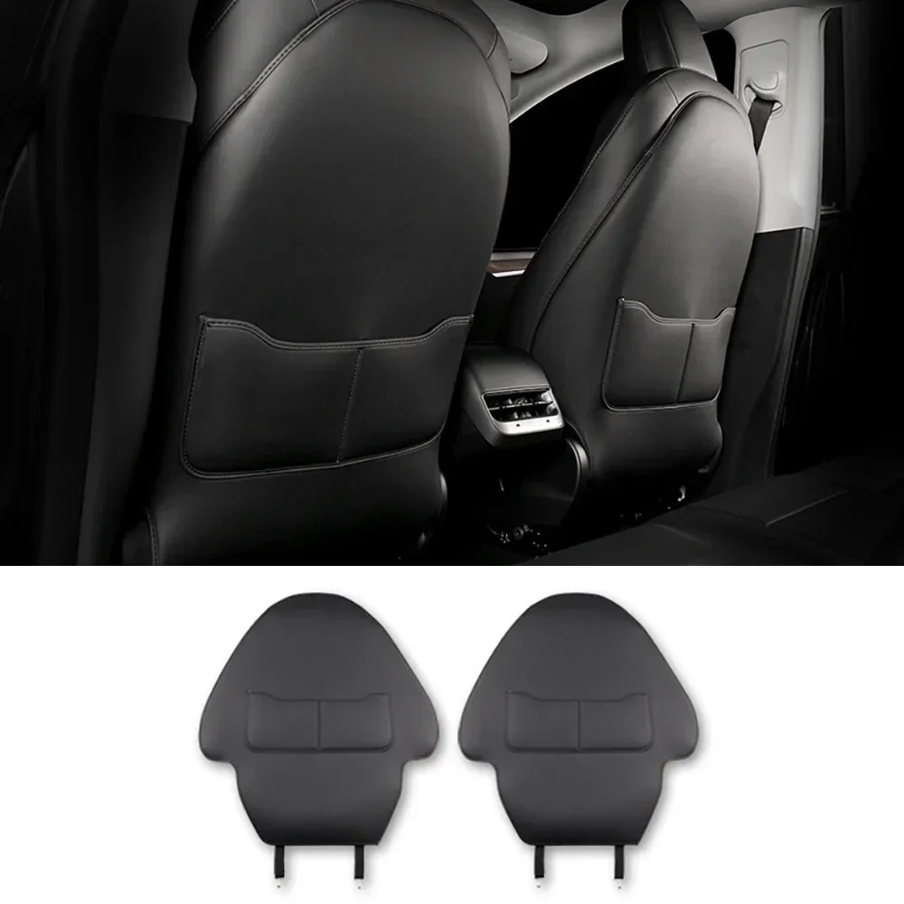 Leather Seat Back Kick Protector Tesla Model Y S Model 3 Highland Accessories Backseat Pad Wear-Resistant Backrest Cover