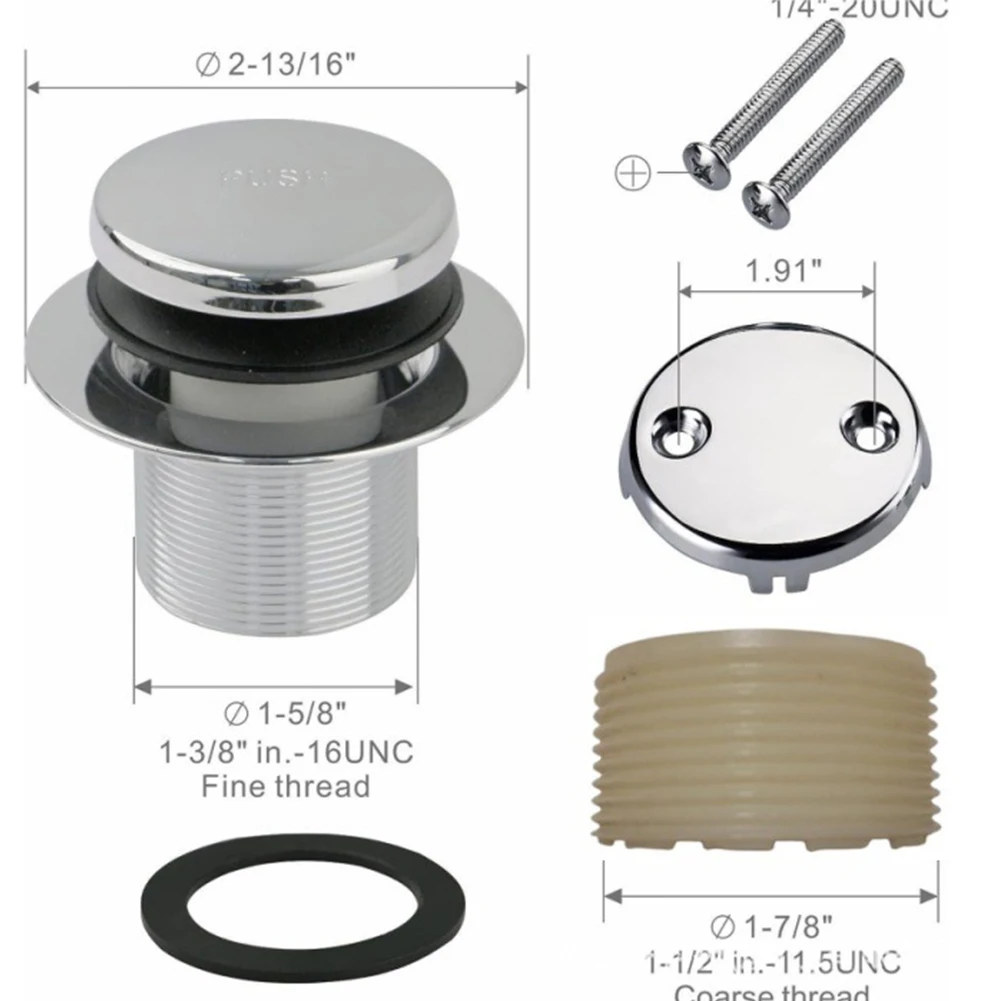 1set Bath Tub Drain Kit For Home Bathroom Tip-Toe Bath Tub Drain Kit With Two-Hole Overflow Cover Plate Household Accessories
