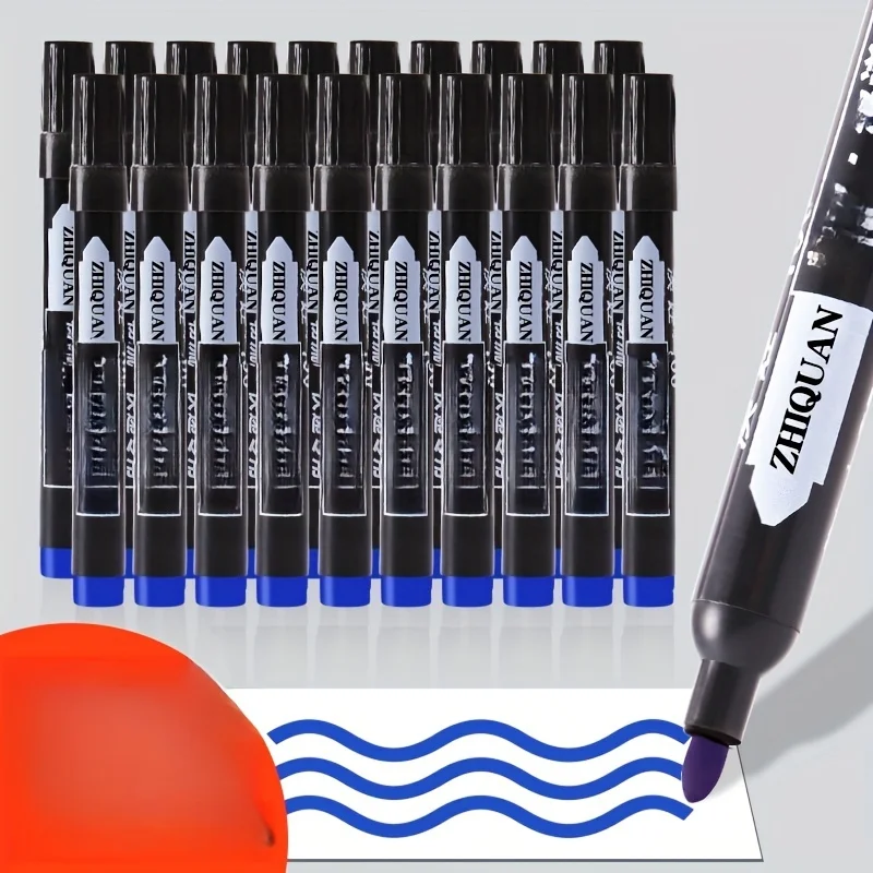 Waterproof Fine Tip Markers, 10-Pack – Versatile for Paper, Steel, Glass – Smooth Writing for School & Office