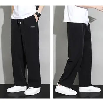 Pantalones Chándal Hombre Seda Hielo Verano | Pierna Ancha, Cintura Elástica, Bolsillos | Correr, Deporte