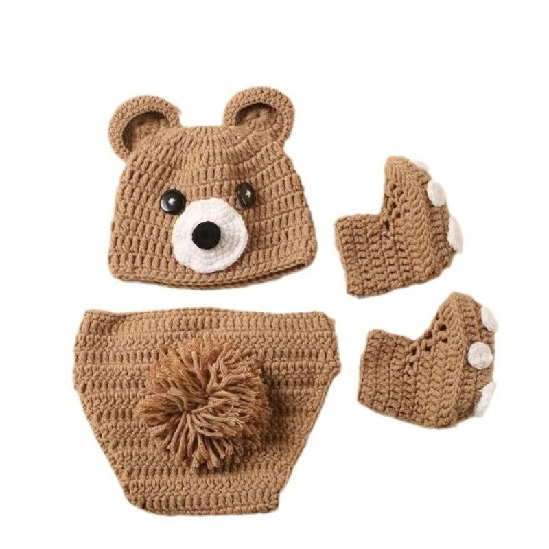

Animal Newborn Photography Props Cartoon Bear Outfit for Baby First Photos