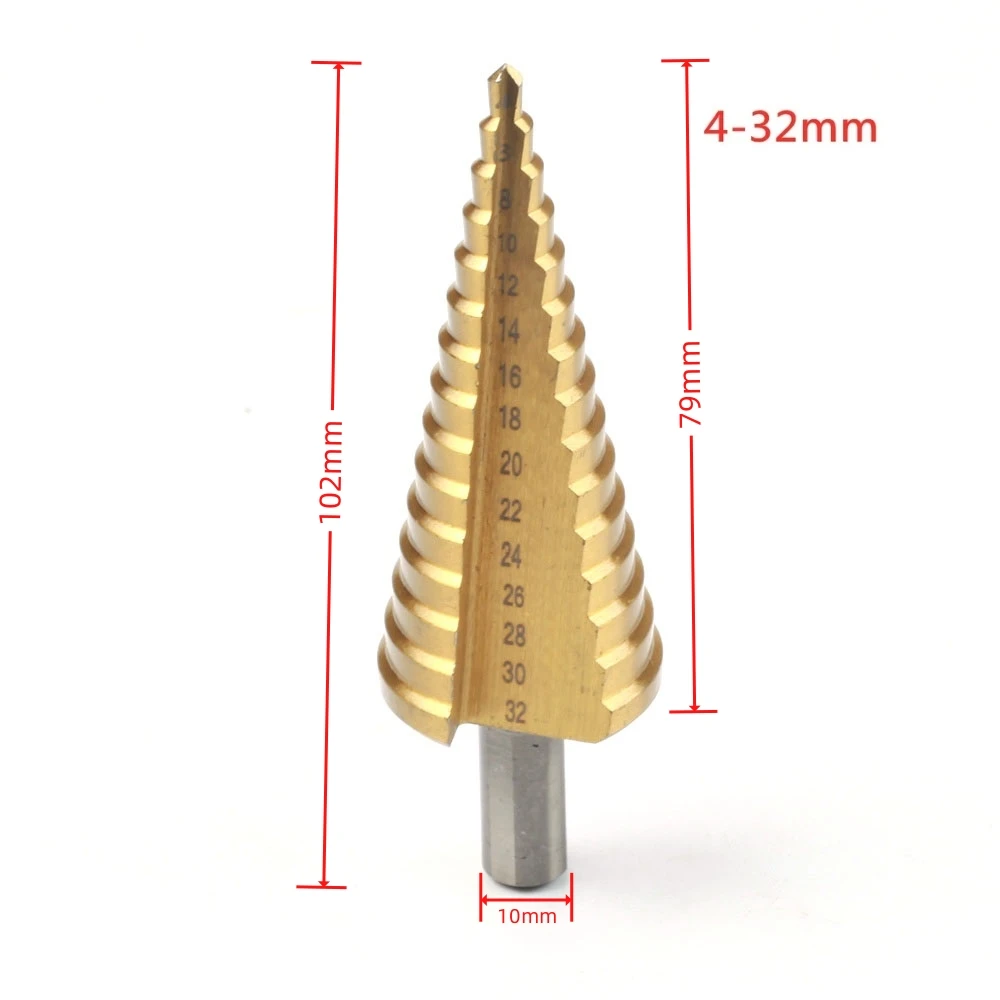 4-32 4-42 mm HSS Titanium Coated Step Drill Bit Drilling Power ToolsMetal High Speed Steel Wood Hole Cutter Step Cone Drill 1Pcs step drill bit,step drill,drill bits,drill bit,drill cutter